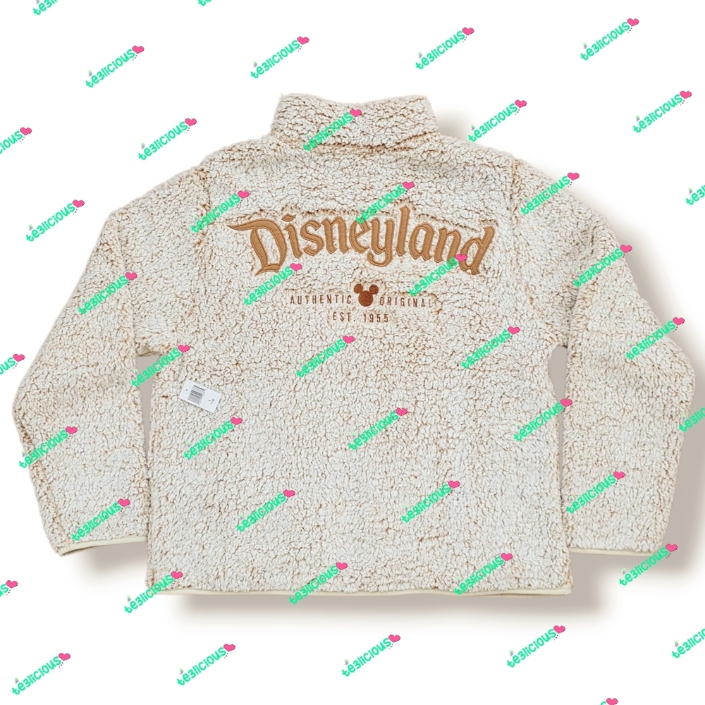 DISNEYLAND CREAM BRONZE SHERPA FLEECE ZIPPED UP JACKET - Picture 1 of 6
